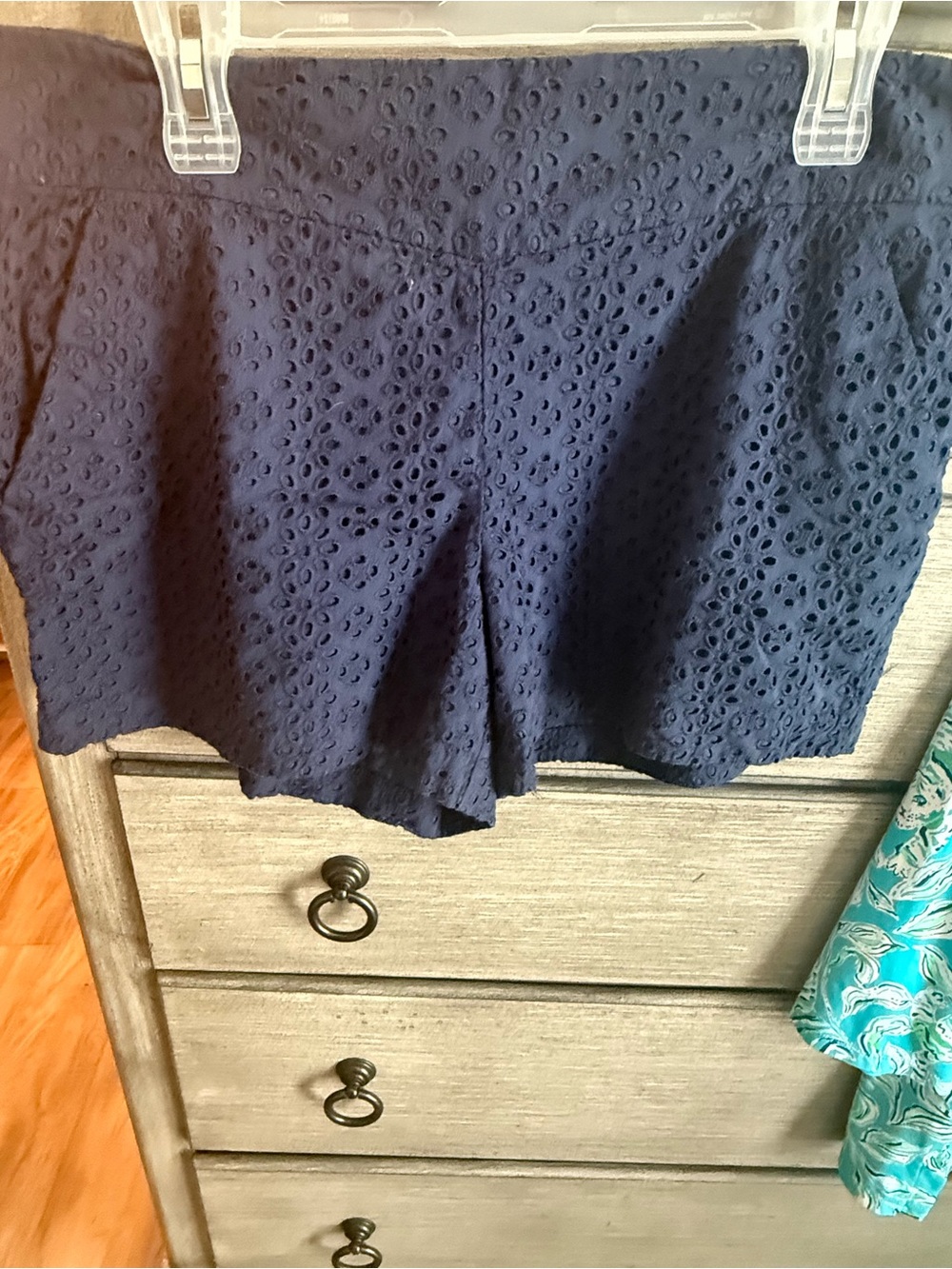Lilly Pulitzer Navy Eyelet High-Waist Shorts